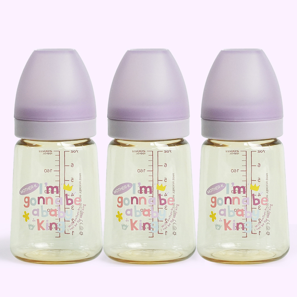 마더케이 신생아 PPSU 젖병 배앓이방지 (노꼭지) 180ml, 3개, 베베(라일락)
