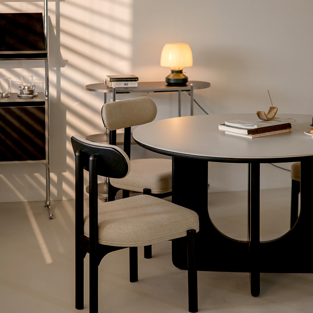 오아르 포세린 세라믹 원목 식탁 원형 테이블 1000