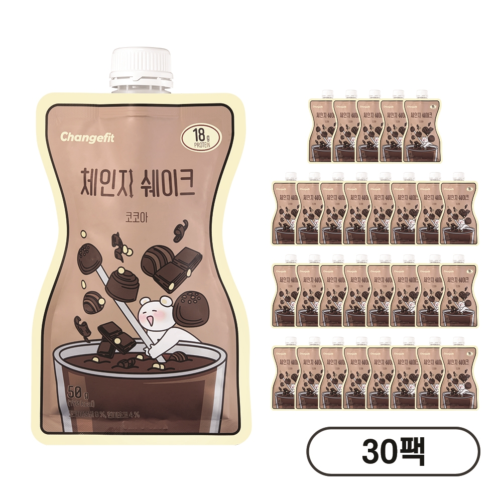 체인지핏 다이어트 고단백 쉐이크 코코아맛, 50g, 30개 - 상품 이미지