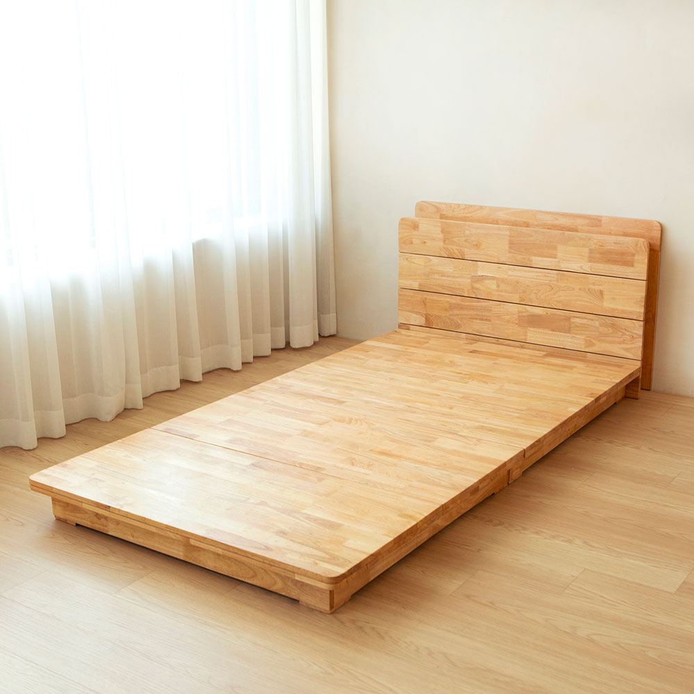가구로움 임브레이스 고무나무 평상형 원목 침대 프레임 SS(슈퍼싱글) 월넛 / 네츄럴