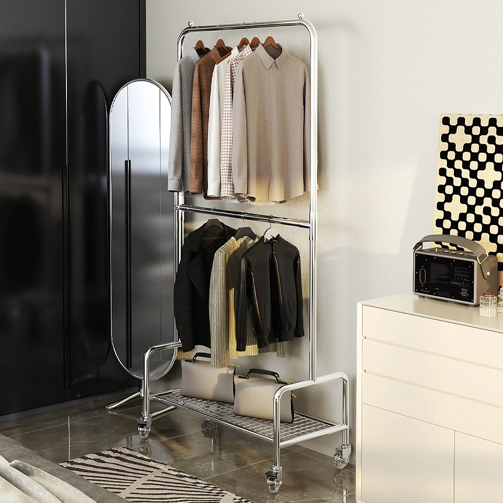 아르제룸 2단 철제 이동식행거 M 튼튼한 드레스룸 스탠드 옷걸이 행거