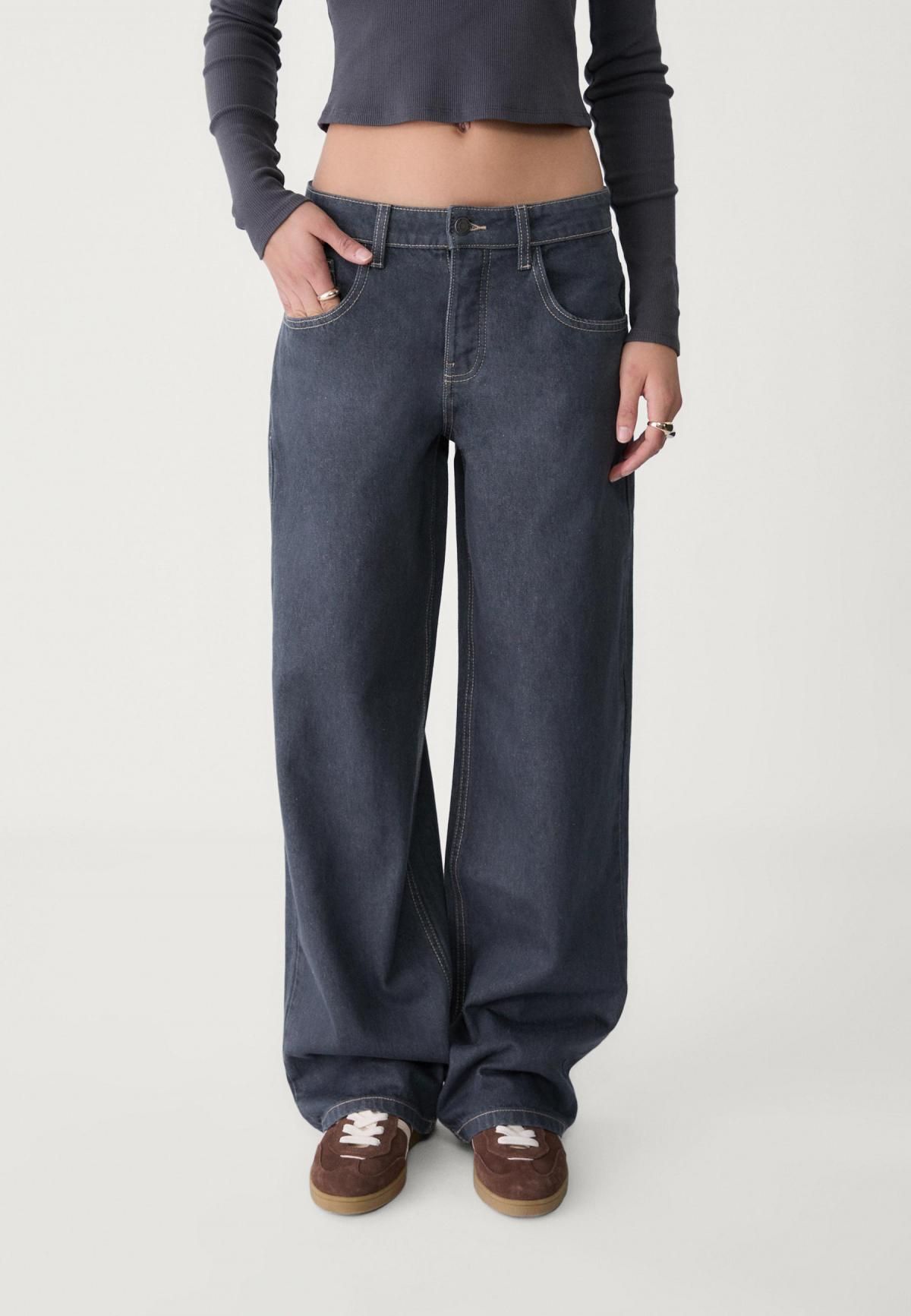 스트라디바리우스 트렌디 와이드핏 배기 청바지 7263/560 DARK GREY DENIM WASH - 상품 이미지