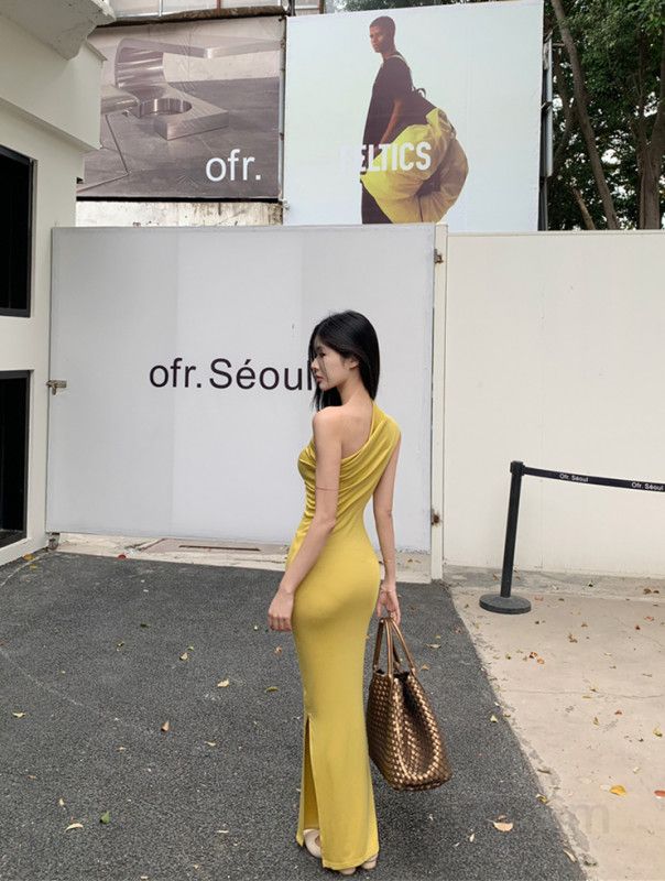 여성 투웨이 원숄더 오프숄더 슬림핏 롱원피스 바디콘 청순섹시 글램 파티룩 리조트룩 봄 여름 가을 13159 - 상세 이미지 2