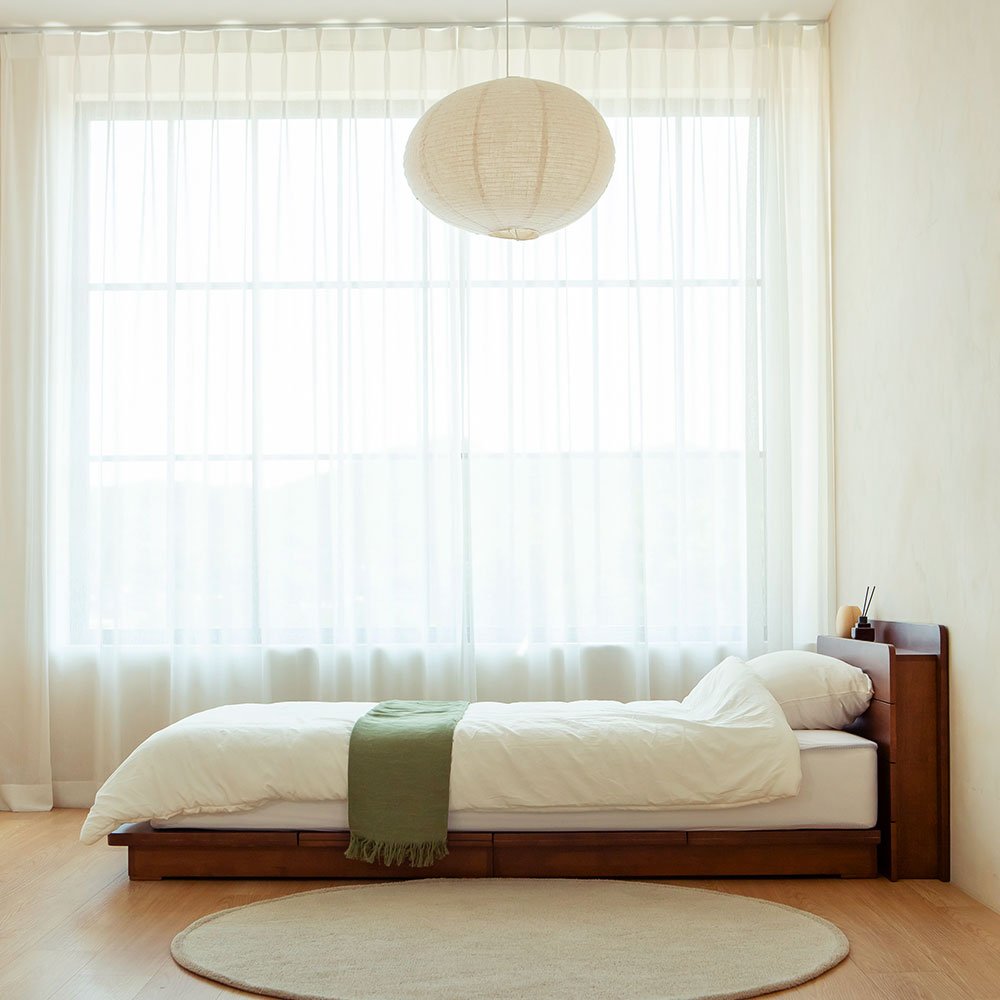 가구로움 임브레이스 고무나무 평상형 원목 침대 프레임 SS(슈퍼싱글) 월넛 / 네츄럴