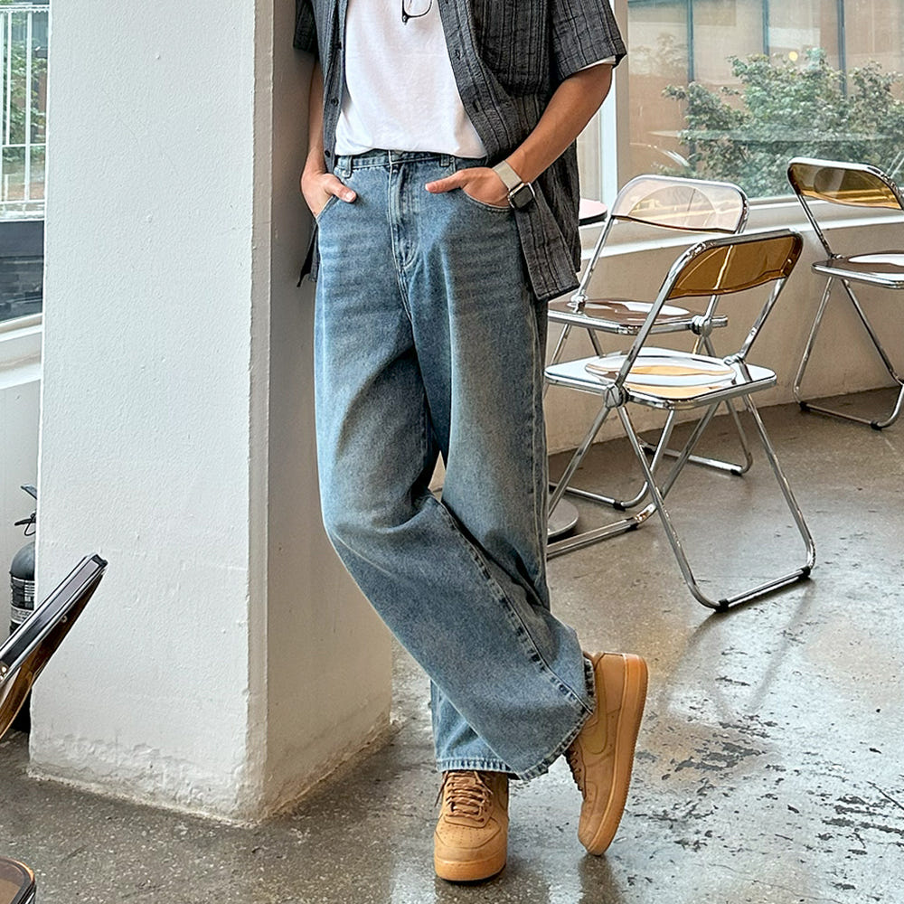 남자 청바지 통큰 데님 팬츠 남자 와이드청바지 - 상품 이미지