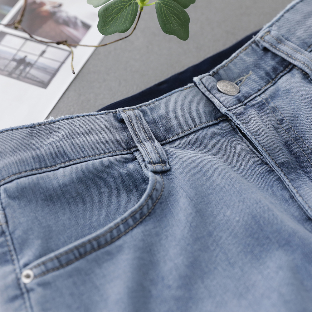 투르 기능성 쿨원단 썸머 히든밴딩 여유핏 와이드 데님 팬츠 - 상세 이미지 4