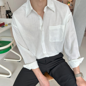 남자 셔츠 오버핏 구김없는 마 여름 남방 남성 린넨 셔츠 착용 후기 | 사이즈/핏 총정리 - 상품 이미지 2