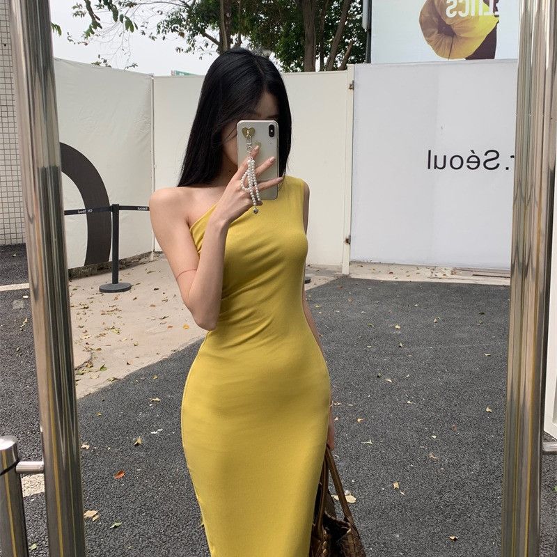 여성 투웨이 원숄더 오프숄더 슬림핏 롱원피스 바디콘 청순섹시 글램 파티룩 리조트룩 봄 여름 가을 13159 - 상세 이미지 5