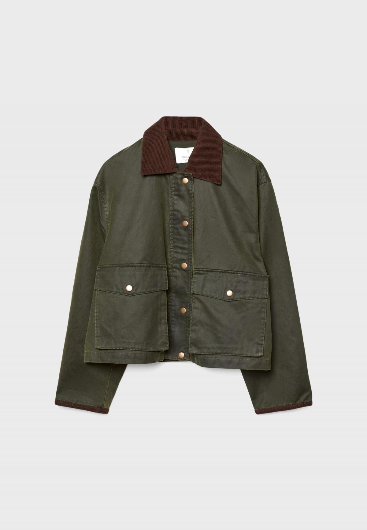 스트라디바리우스 테크니컬 배색 왁스드 쇼트 야상 파카 1724/768 KHAKI - 메인 이미지
