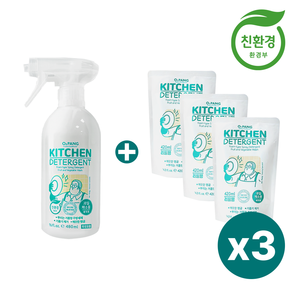 오투팡 친환경 뿌리는 주방세제 본품1개 리필3개 제품 이미지