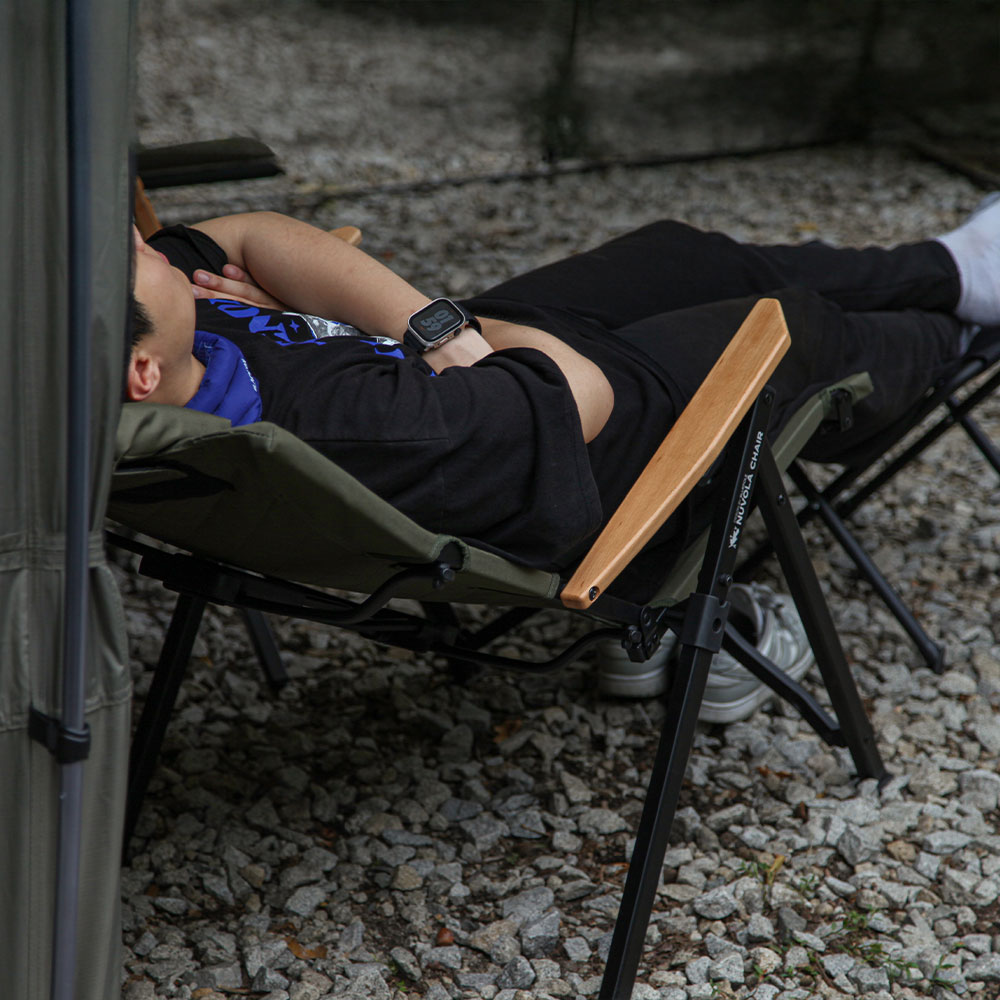 블루폴 누볼라 리클라이너 릴렉스체어 4단계 각도조절 폴딩 캠핑의자 카키, 1개