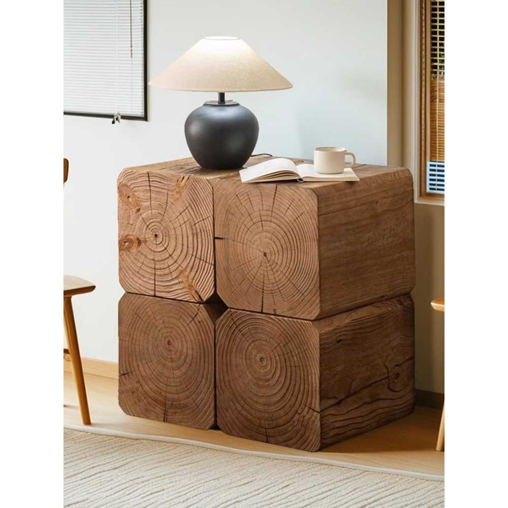 원목 미니 스툴 미니의자 카페 우드 화분 받침 사각 30x30x30cm 월넛 - 상세 이미지 2