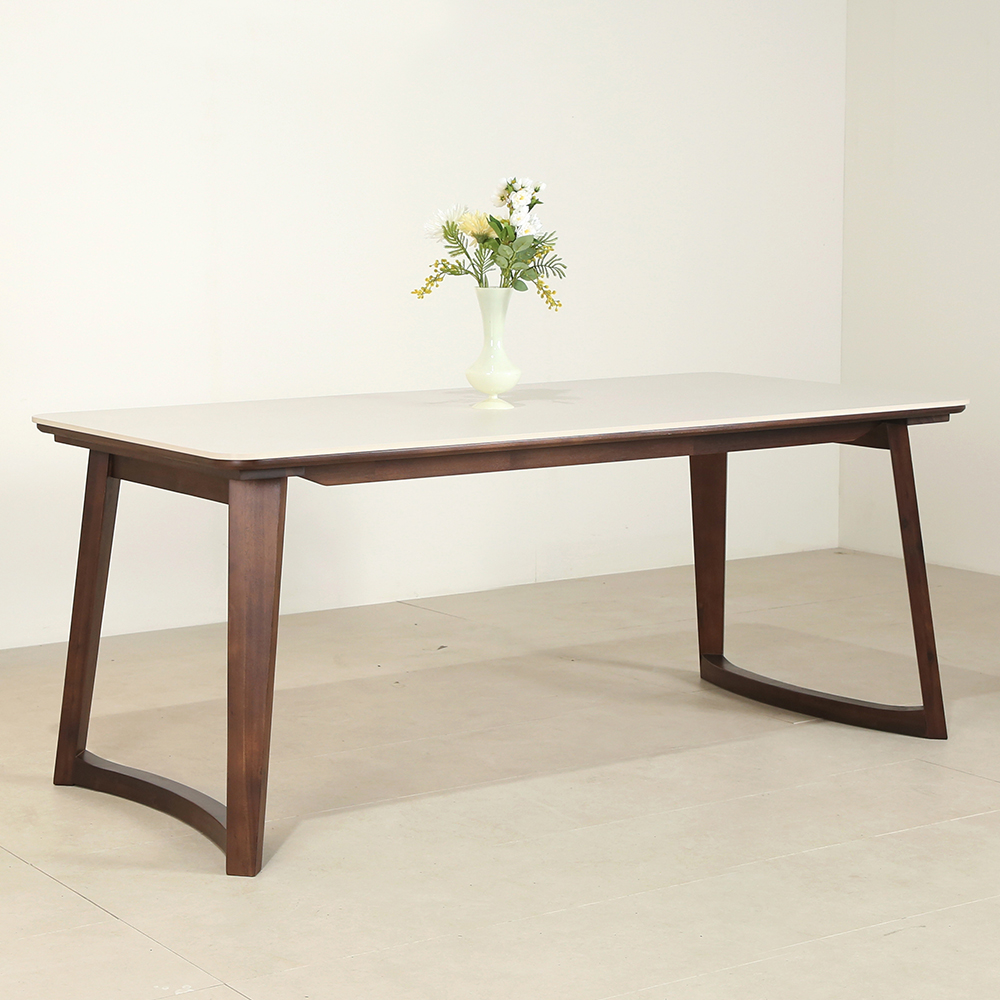 스코나 레스튼 원목 포세린 세라믹 와이드 4인 낮은 식탁세트(벤치1개+의자2개)