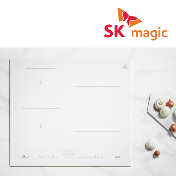 SK매직 3구 인덕션 하얀색 전기레인지 쿡탑렌지 3400w 파워부스트 화이트 A3MDWH
