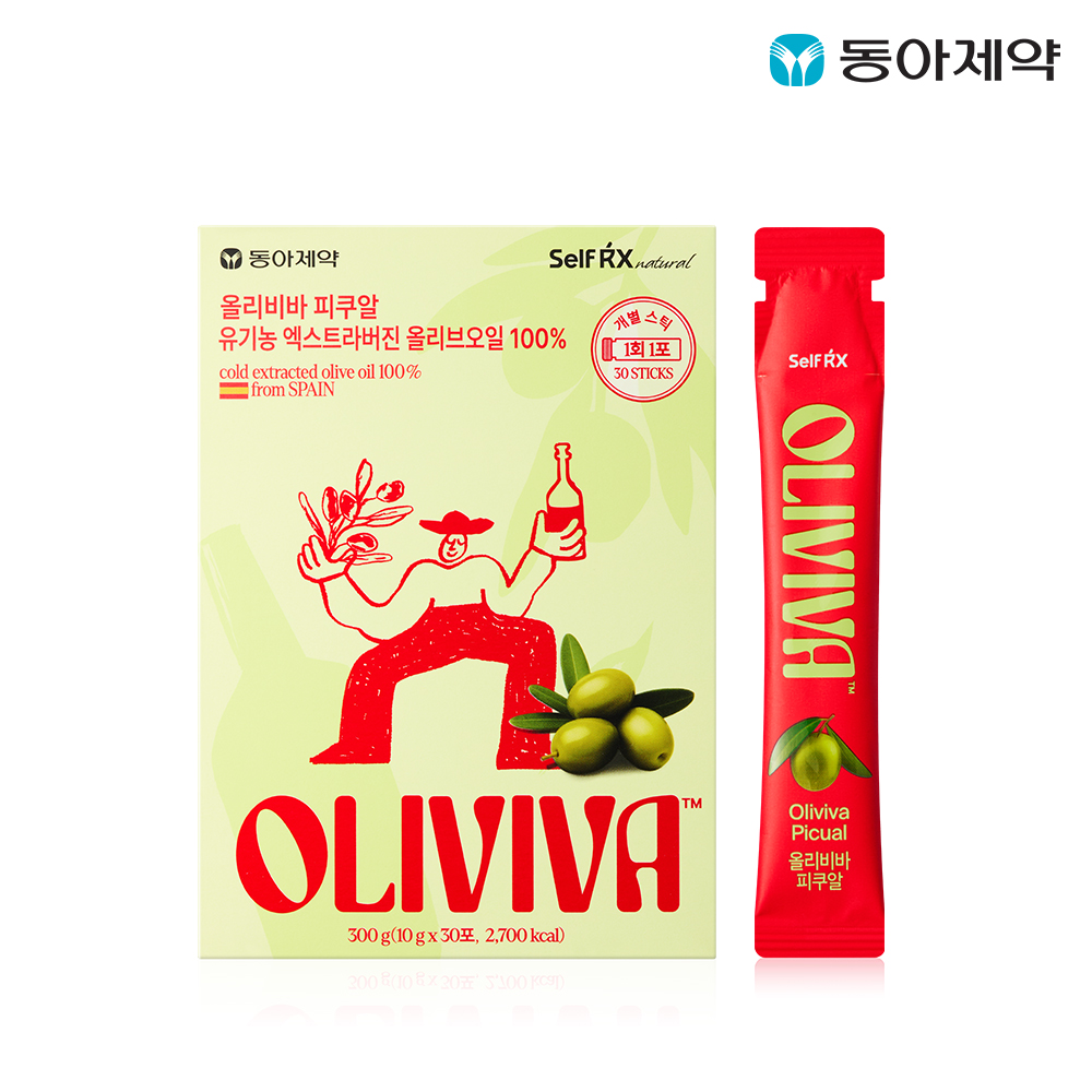 동아제약 올리비바 피쿠알 유기농 올리브오일 1개월분 30포 스페인산 피쿠알 올리브유 스틱 - 상품 이미지
