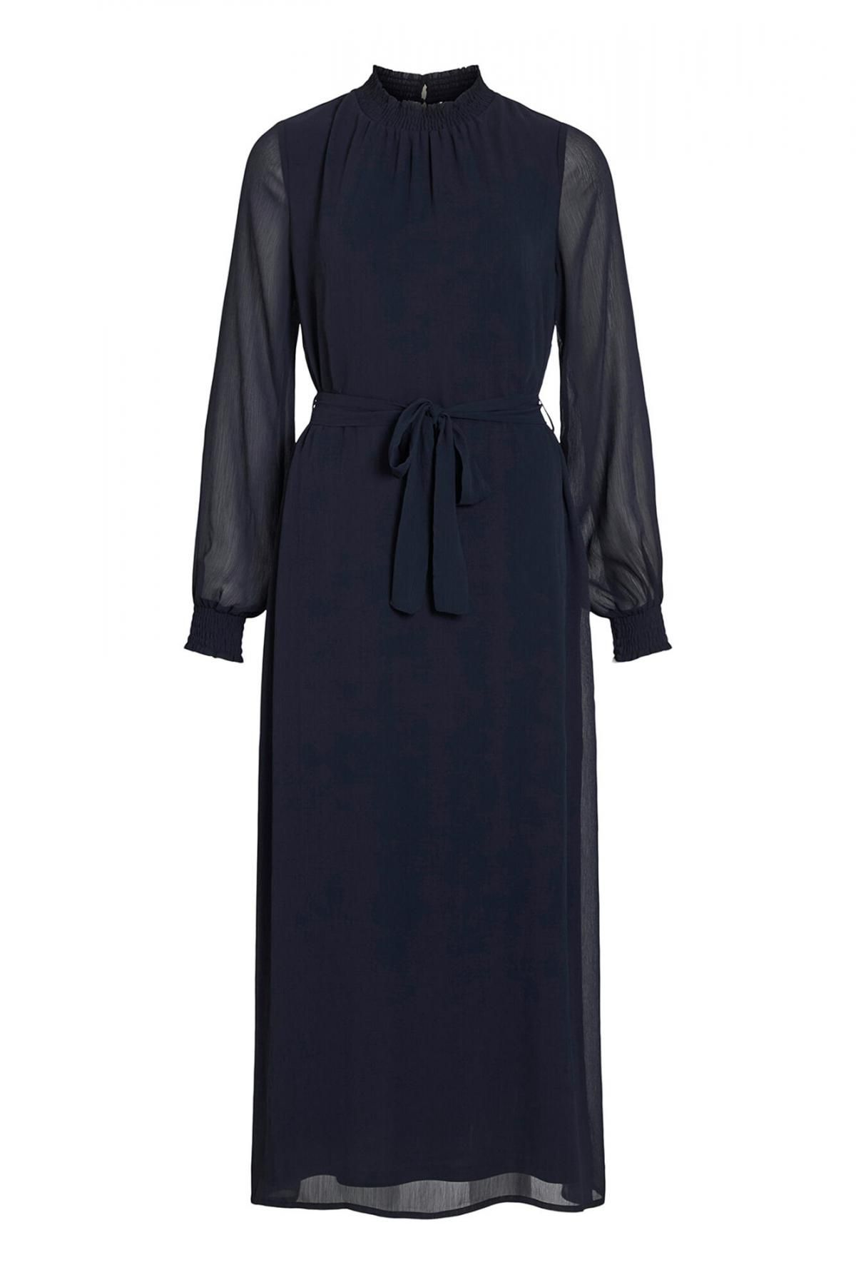 빌라 쉬폰 시스루 벨트 미디 원피스 6442240 AZUL MARINO - 상품 이미지