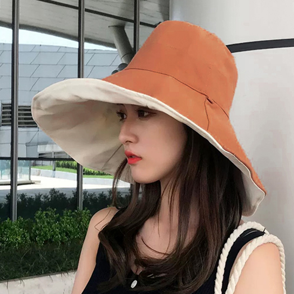 여성 데일리 양면 버킷햇 여름 챙넓은 자외선차단 여행모자 - 상품 이미지
