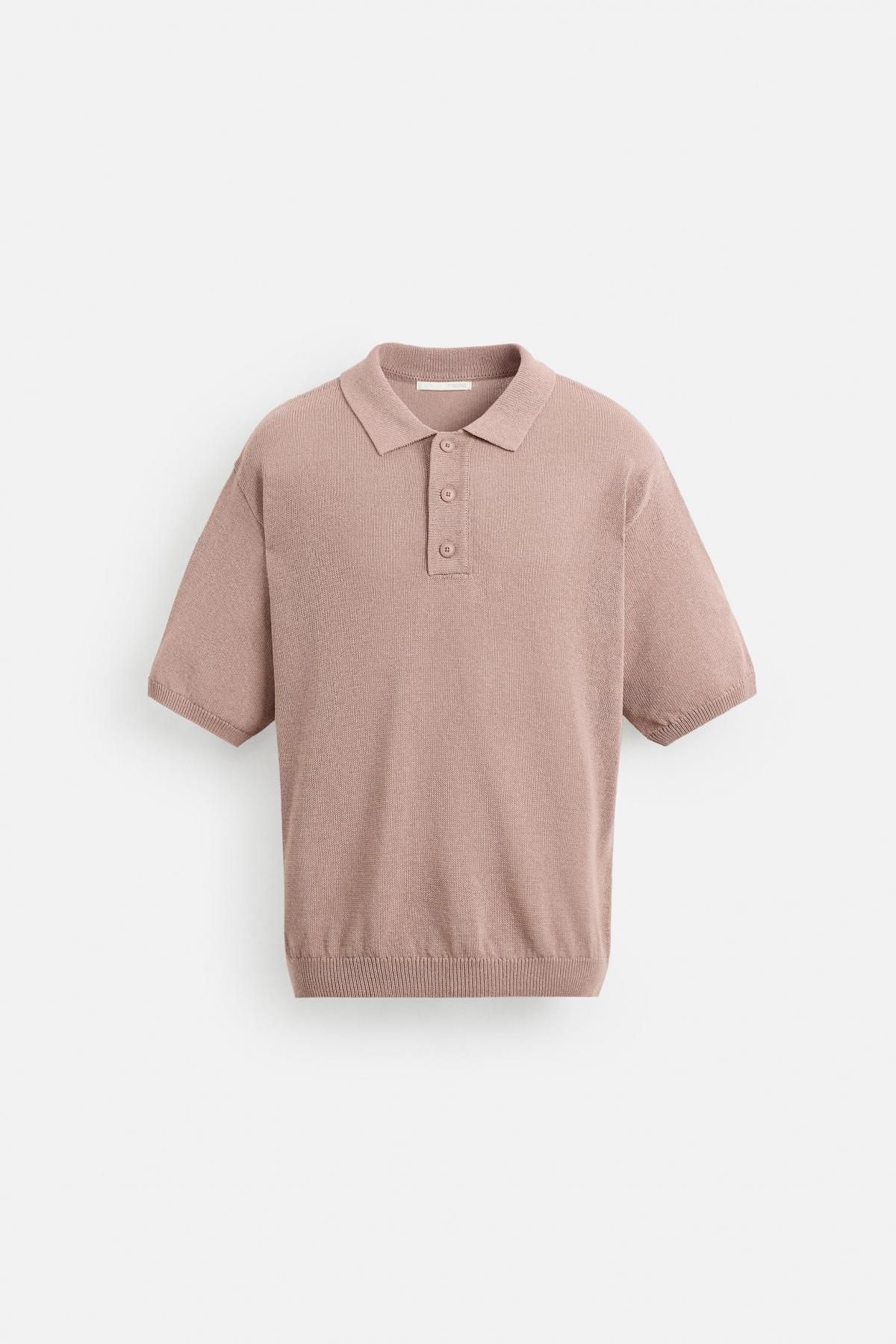 자라 텍스처 니트 폴로 셔츠 6674/309 PINK