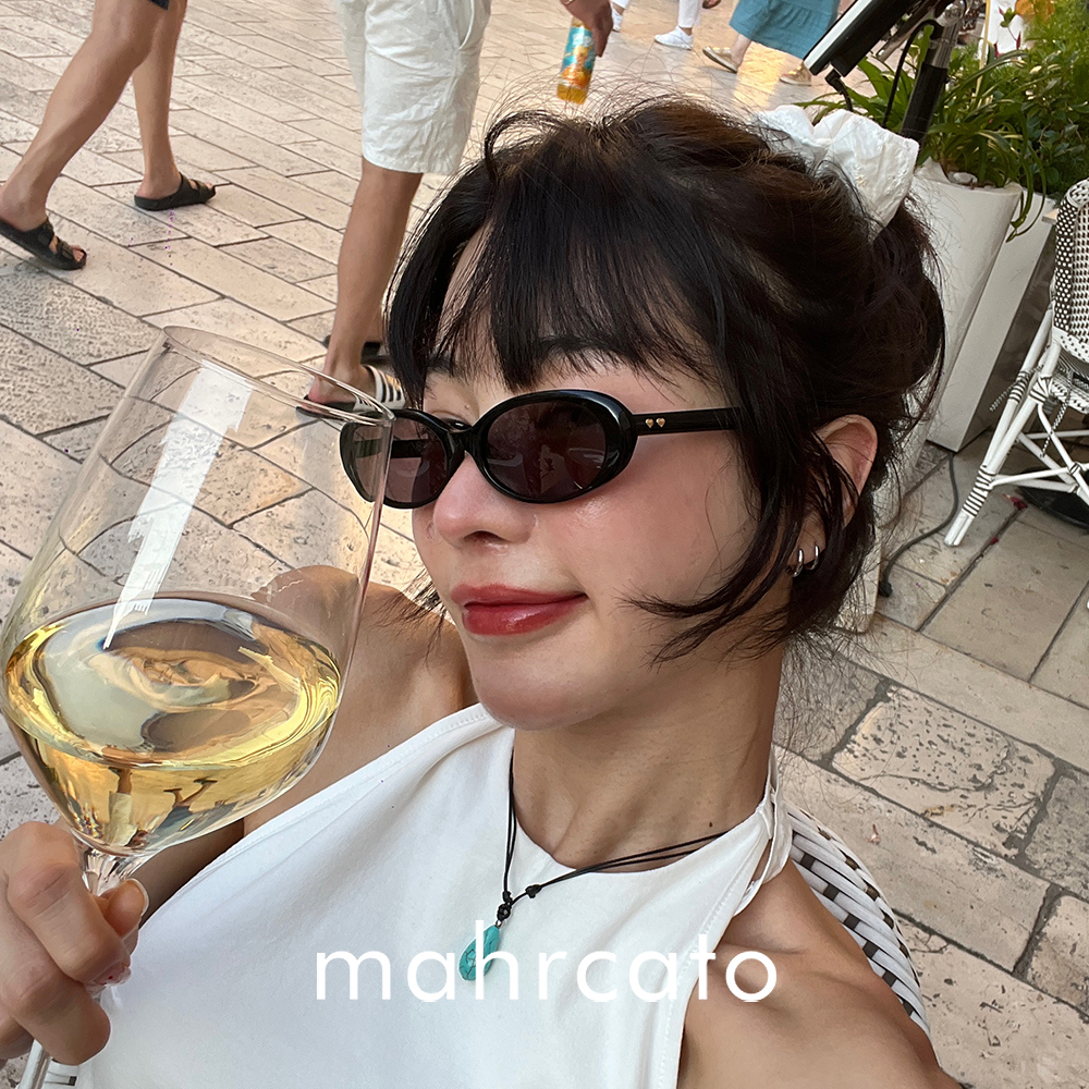 마르카토 선글라스 카이아 kaia c001 블랙 오벌 여자 긱시크 뿔테 - 상세 이미지 3