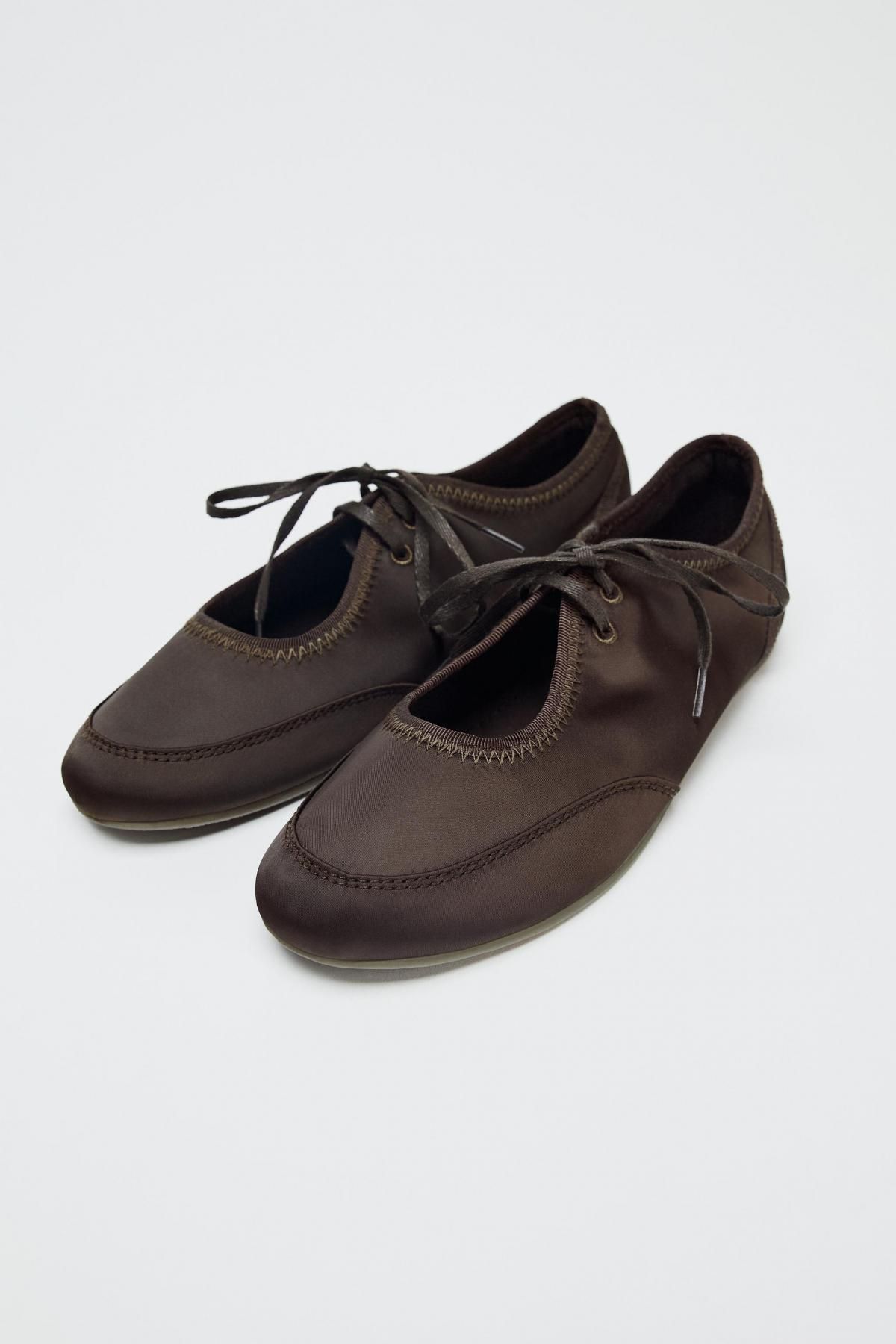 자라 스포츠 발레리나 레이스업 플랫슈즈 5205/610 BROWN - 상세 이미지 4