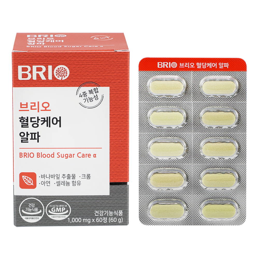 브리오 혈당케어 알파 / 바나바잎 추출물 크롬 아연 셀레늄 셀렌 영양제 60정, 1개 - 메인 이미지