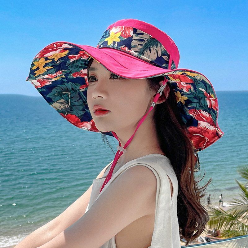 여성 해변 모자 휴양지 바캉스 비치 햇빛 차단 캠핑 - 상세 이미지 3