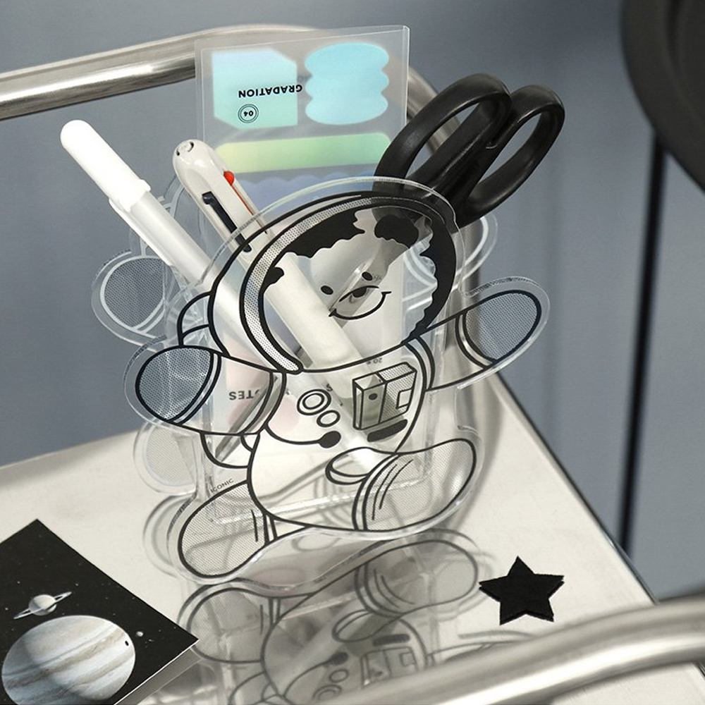 귀여운 캐릭터 투명 연필꽂이 펜꽂이 필기구정리함 유니버스 - 상세 이미지 4