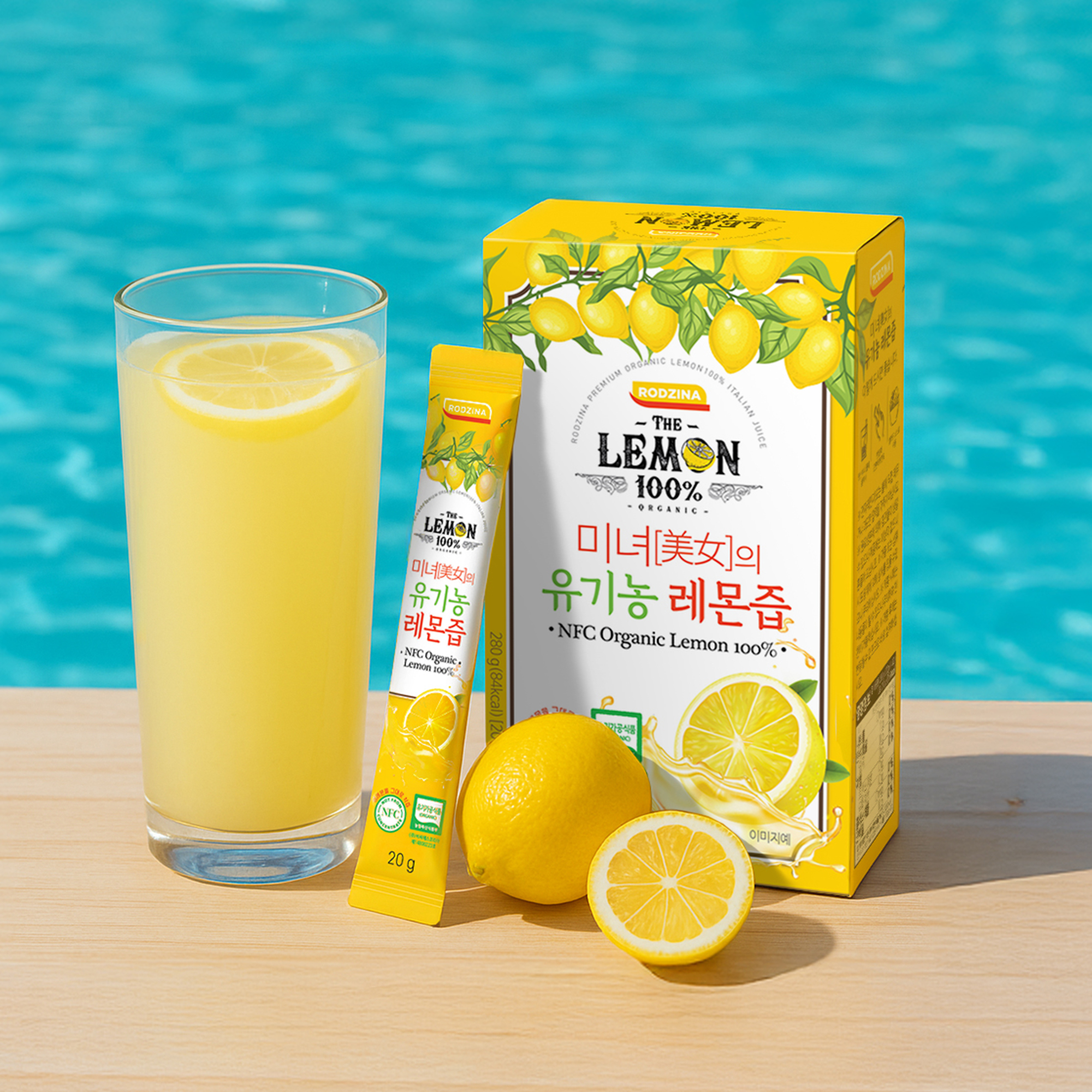 미녀의 레몬즙 100% NFC착즙 유기농 레몬수 스틱 원액 24시간내 14포, 2개