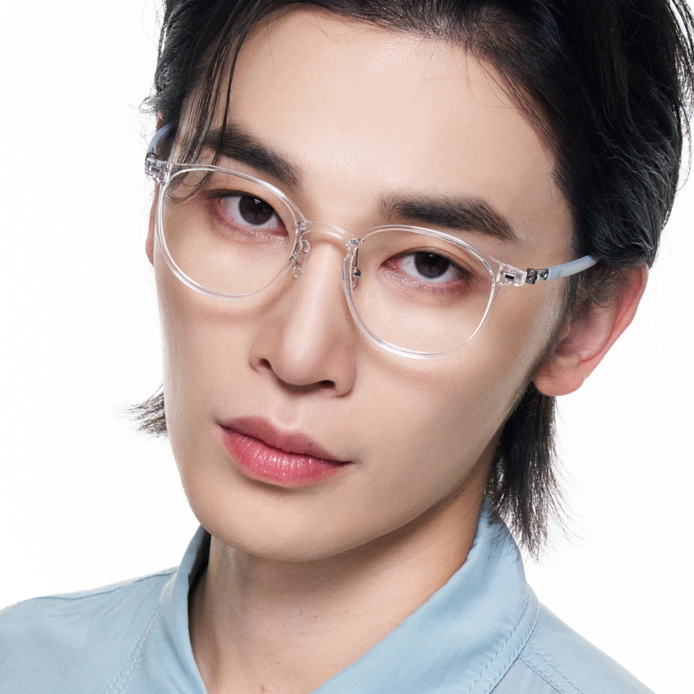 블루라이트차단 국산 나사없는 뿔테 빅사이즈 라운드 투명 안경테