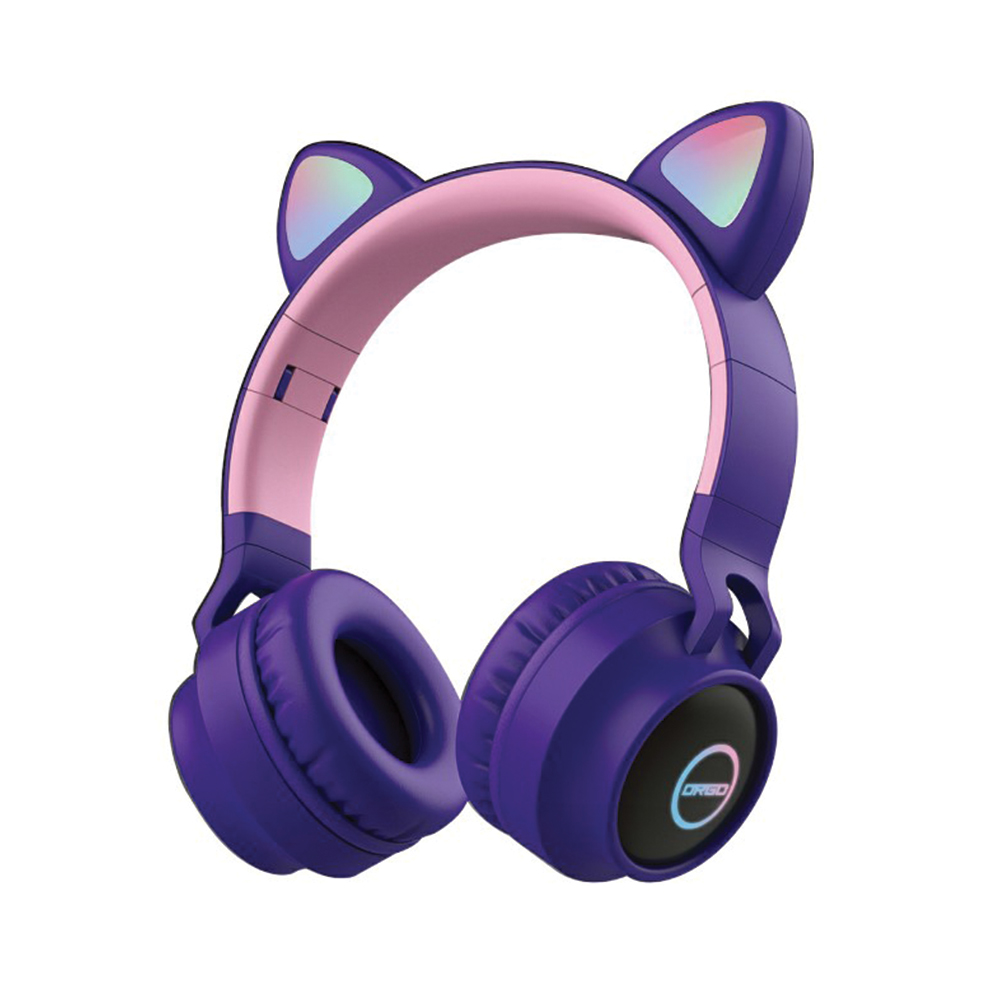 디알고 LED 라이트닝 키즈 고양이귀 블루투스 헤드폰 BH028C 퍼플 이미지 2