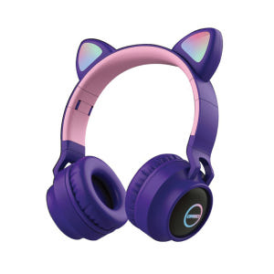 디알고 LED 라이트닝 키즈 고양이귀 블루투스 헤드폰 BH028C 퍼플 개봉기 | 실사용 후기 - 상품 이미지 2