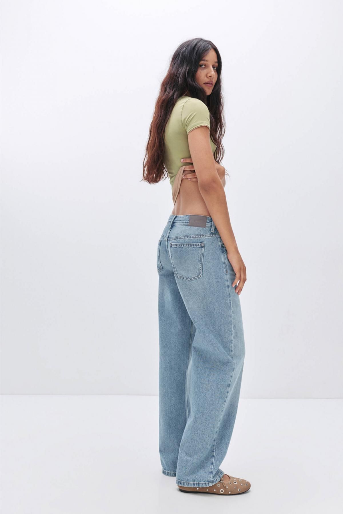 풀앤베어 Y2K 로우라이즈 스트레이트핏 데님 청바지 7687/321 MEDIUM BLUE - 상세 이미지 2