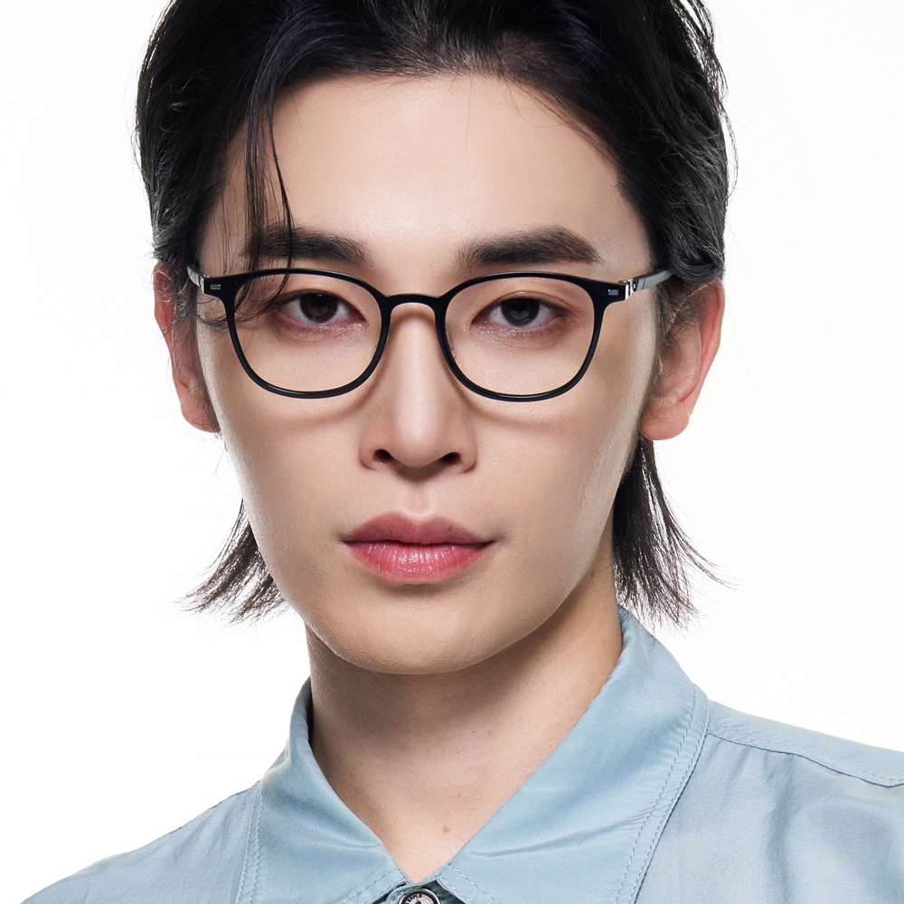 블루스크린차단 초경량 국산 나사없는 사각 뿔테 안경 투명