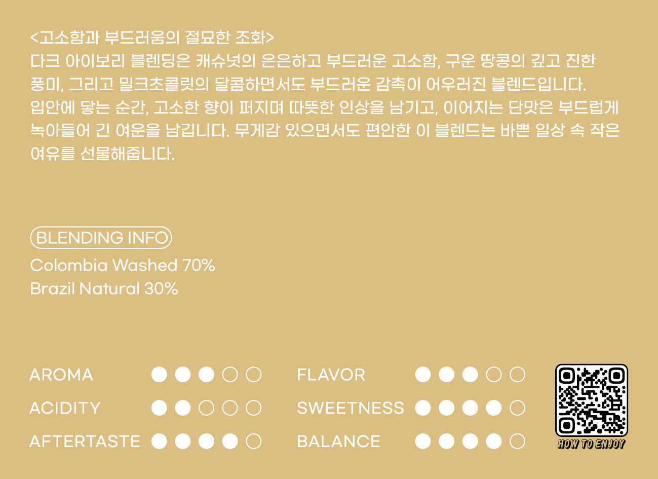 180커피로스터스 원두커피 시그니처 다크 아이보리 블렌드 200g - 상세 이미지 3