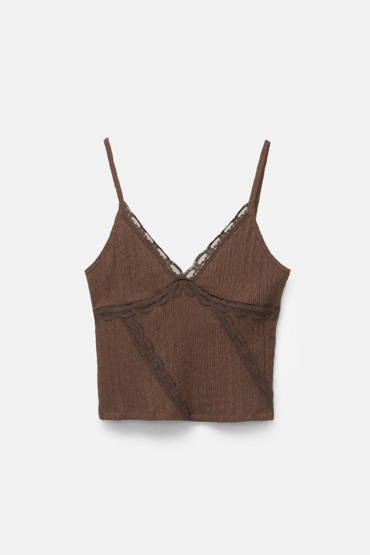 풀앤베어 러스틱 브라운 스트랩 캐미솔 탑 7151/347 BROWN - 상품 이미지