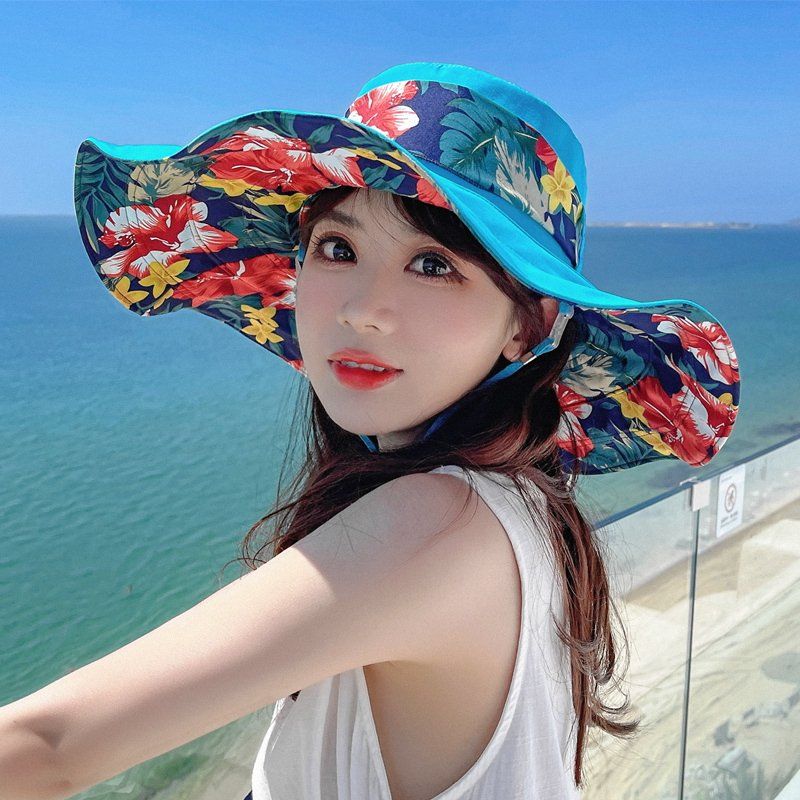 여성 해변 모자 휴양지 바캉스 비치 햇빛 차단 캠핑 - 상세 이미지 5