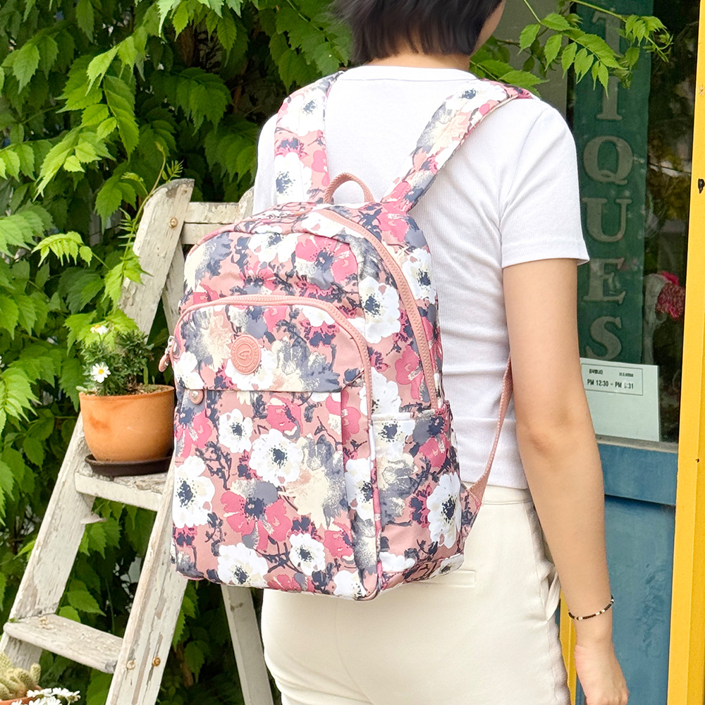 50대 중년 여성 엄마 할머니 가벼운 나일론 패턴 무늬 백팩 배낭 경량 등에메는가방 - 상세 이미지 4
