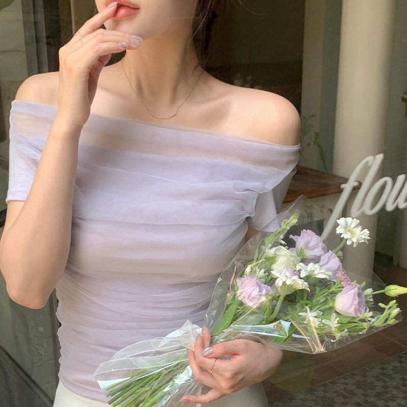 셔링 레이어드 오프숄더 티셔츠 ts4668 이미지 3