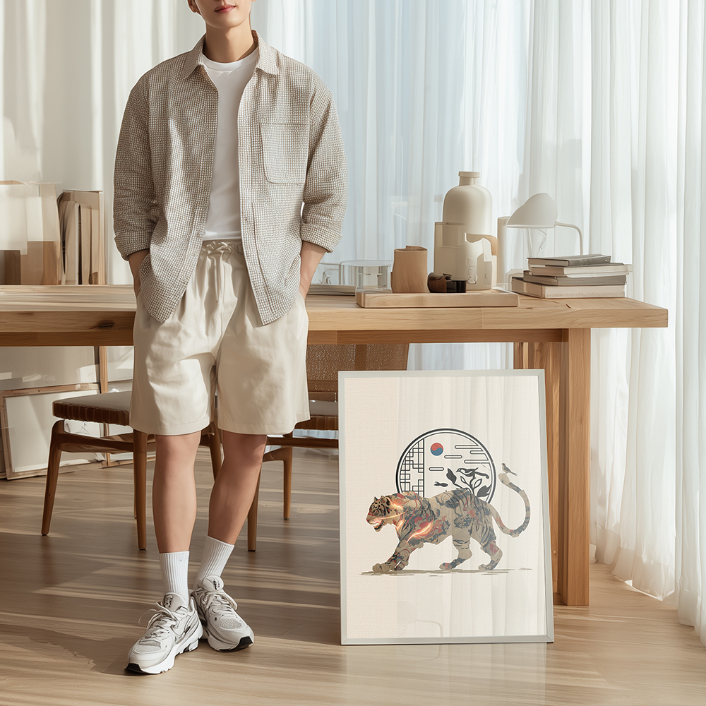 호랑이 까치 액자 힘과 행운 기원 풍수 인테리어 소품 A2(420mmx594mm) - 상세 이미지 4