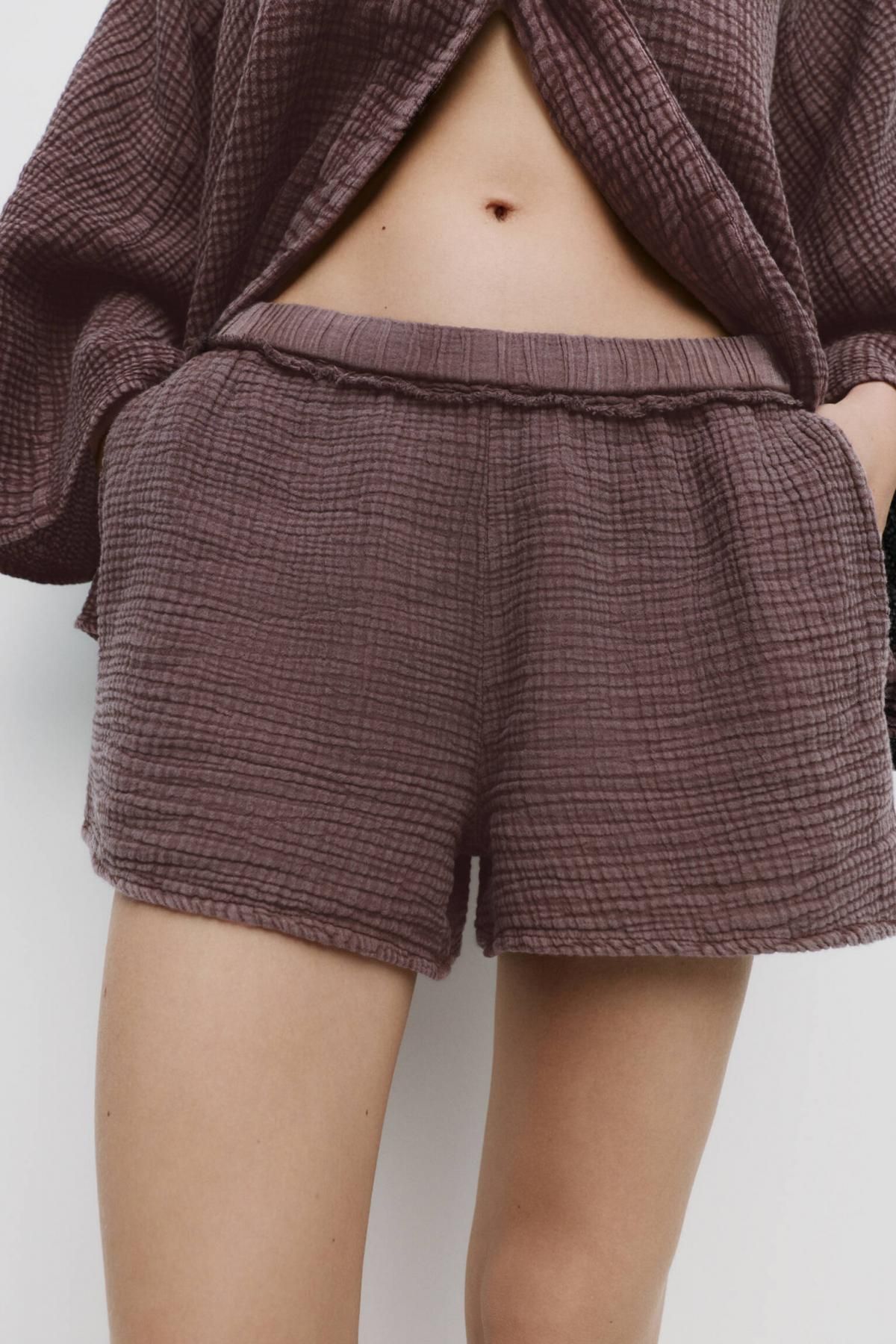 풀앤베어 링클 에펙트 프레이드 코튼 반바지 7696/314 BROWN - 상세 이미지 5