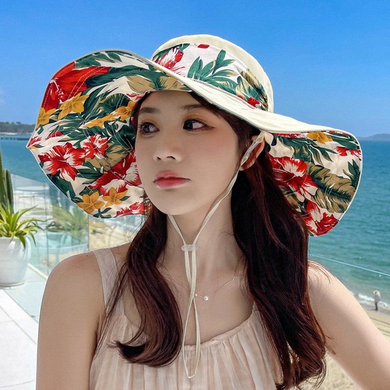 여성 해변 모자 휴양지 바캉스 비치 햇빛 차단 캠핑 - 상세 이미지 2