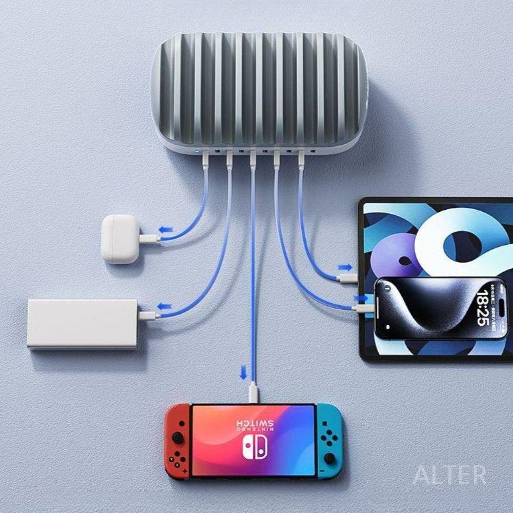 USB 충전기 멀티포트 휴대폰 고출력 급속 충전 스테이션 10포트 USB 충전기-화이트+팬 - 상세 이미지 4