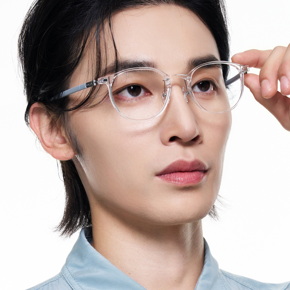 블루라이트차단 국산 나사없는 뿔테 빅사이즈 라운드 투명 안경테