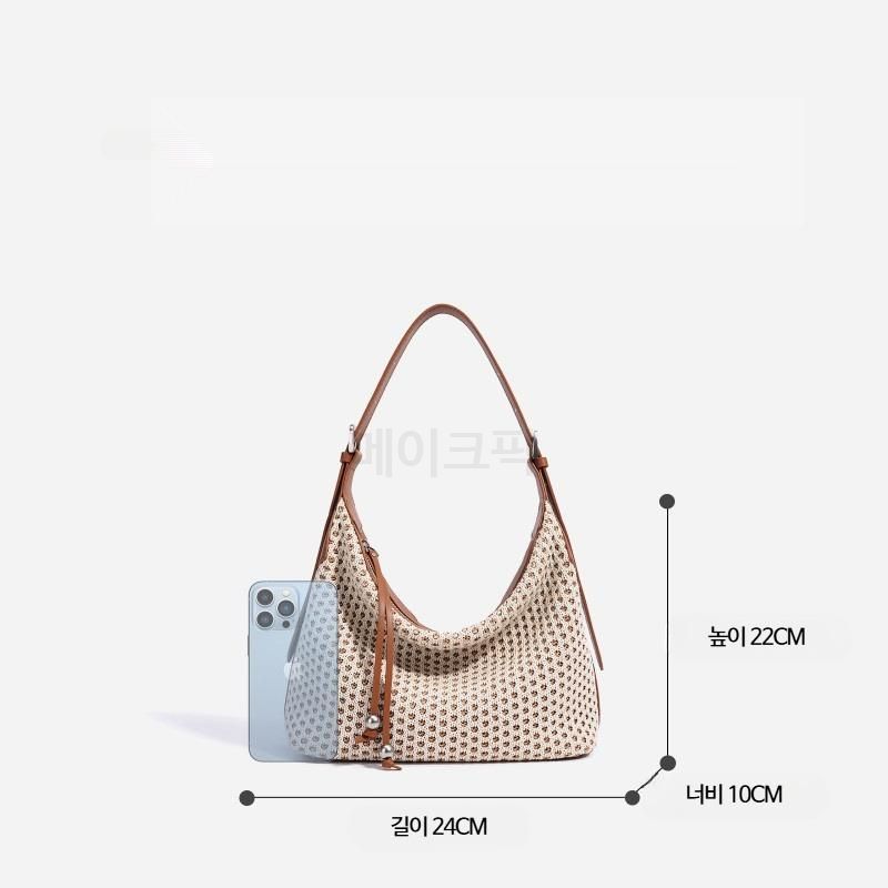여성용 복고풍 밀짚 만두 가방 여름 데일리 대용량 보부상 숄더백 가벼운 에코백 스타일 시원한 착용감 다용도 활용 - 상세 이미지 4