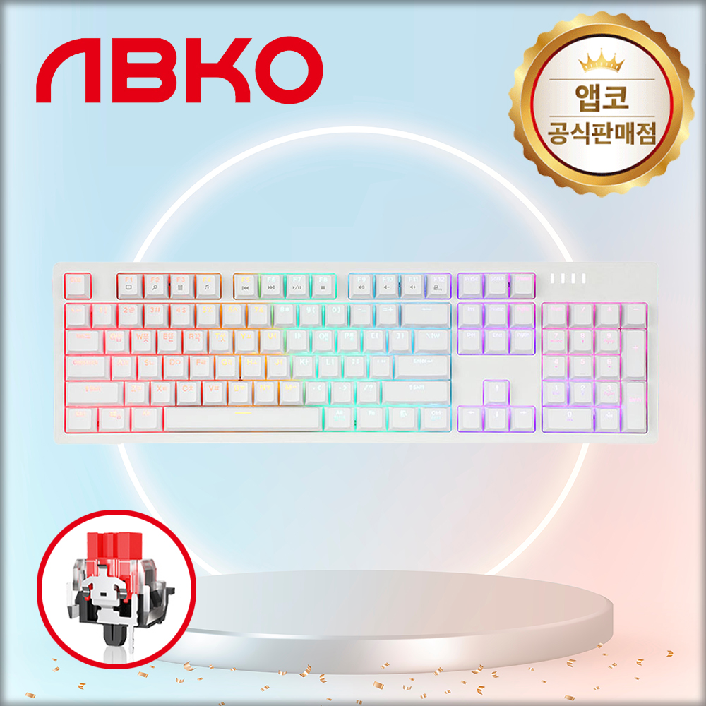 앱코 HACKER K515 축교환 측면 RGB 게이밍 기계식 키보드 화이트, 적축, 45g - 메인 이미지