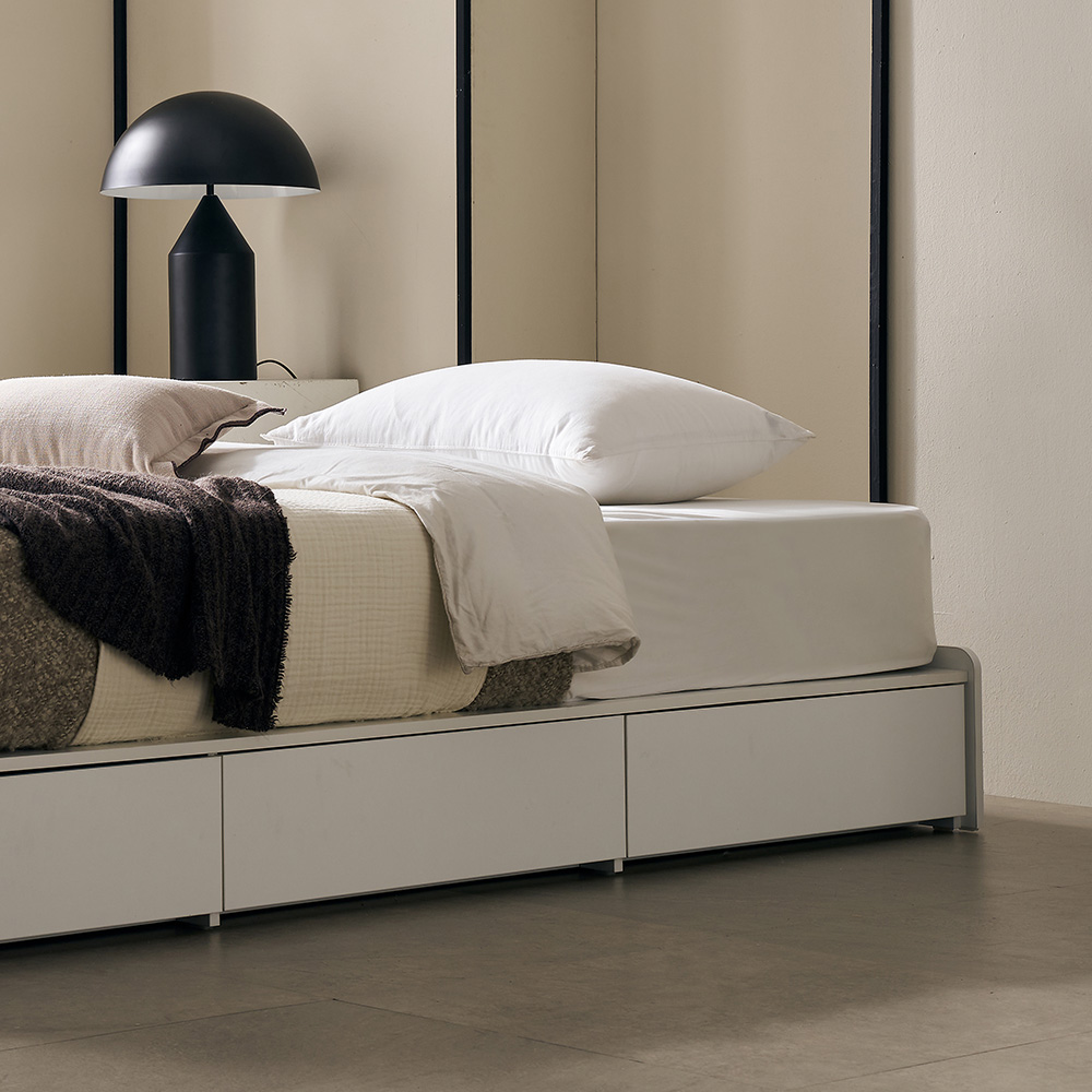 보루네오 모엘 무헤드 평상형 3단서랍형 벙커형 침대프레임 SS(슈퍼싱글), 화이트아이보리