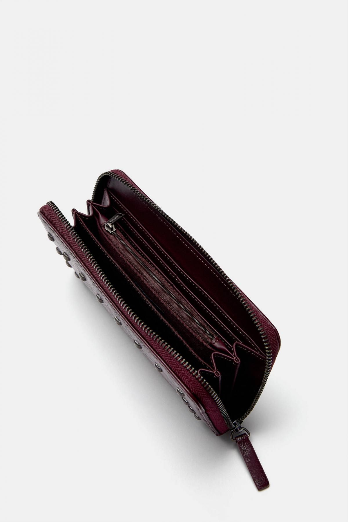 풀앤베어 스터드 장식 장지갑 4112/640 BURGUNDY - 상세 이미지 4