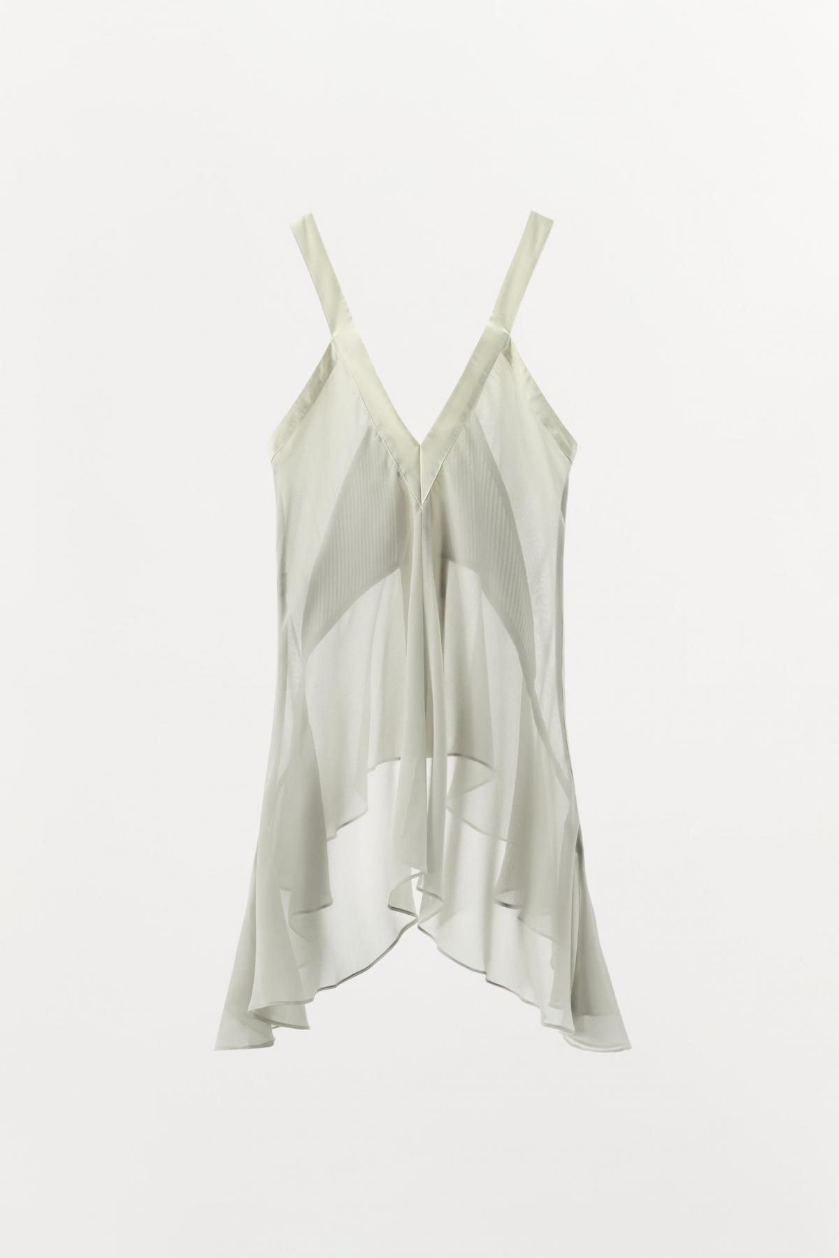 자라 플루이드 스트랩 쉬폰 조젯 탑 1067/624 LIGHT GREY - 상세 이미지 4