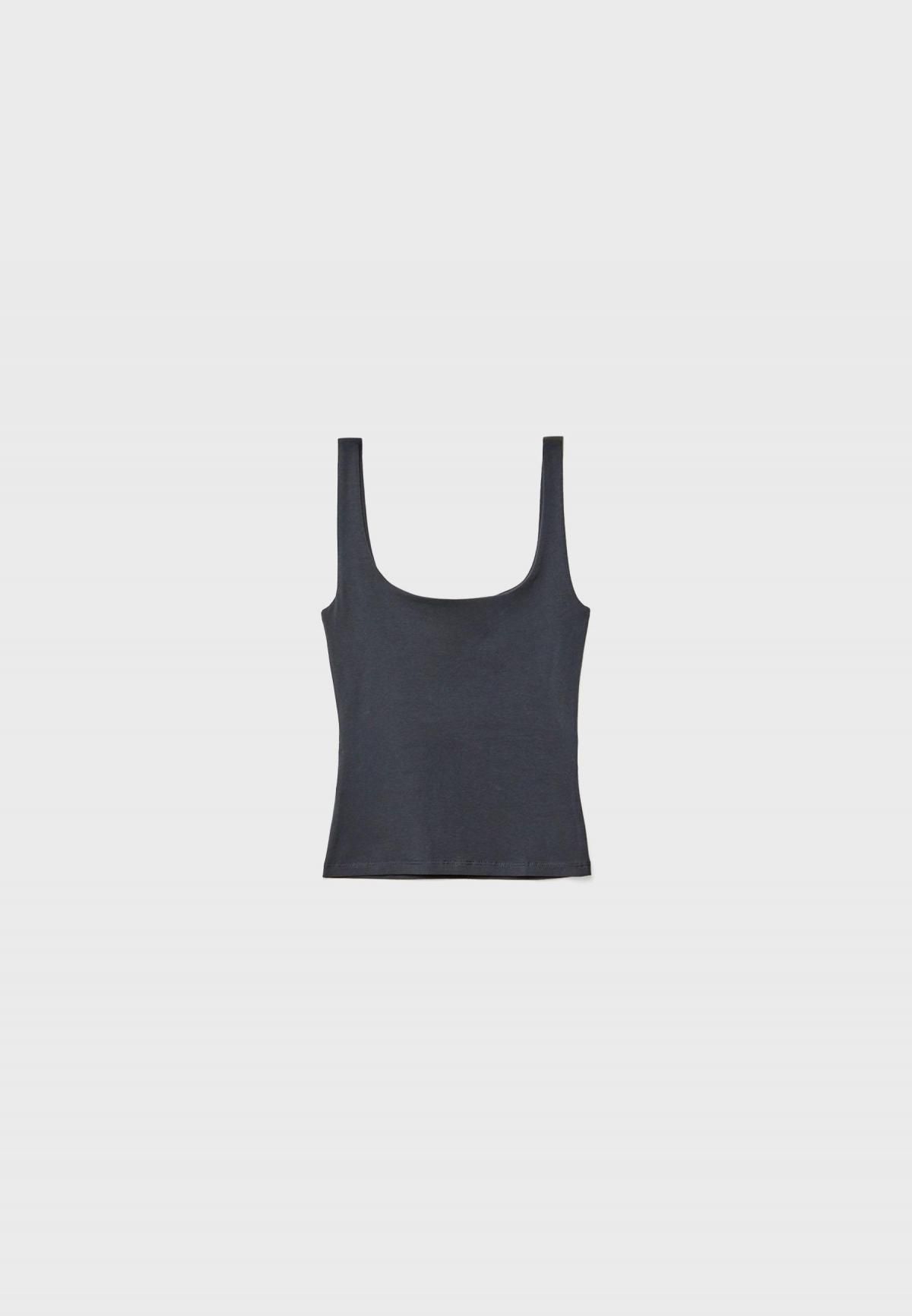 스트라디바리우스 스퀘어넥 베이직 슬림핏 민소매 탑 8044/655 DARK GREY - 상품 이미지