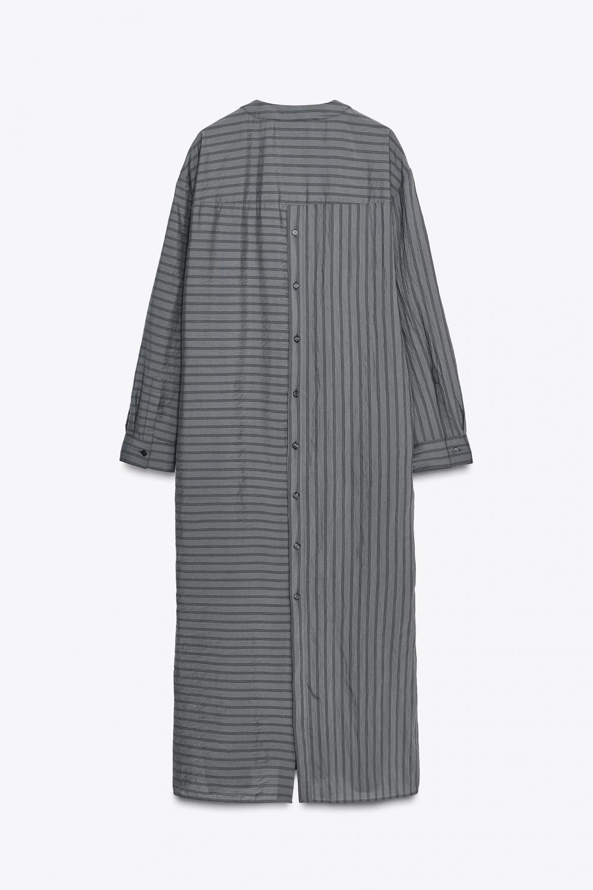 자라 스트라이프 브이넥 롱 셔츠 원피스 4333/240 ANTHRACITE GREY 이미지 7